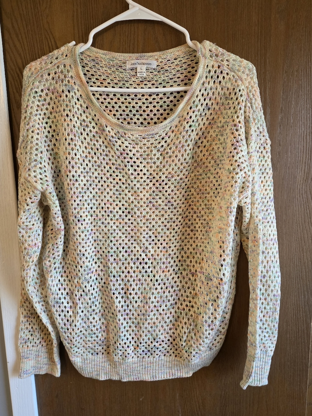 John + Jenn Pastel Open-Weave Crewneck Sweater - Multicolor